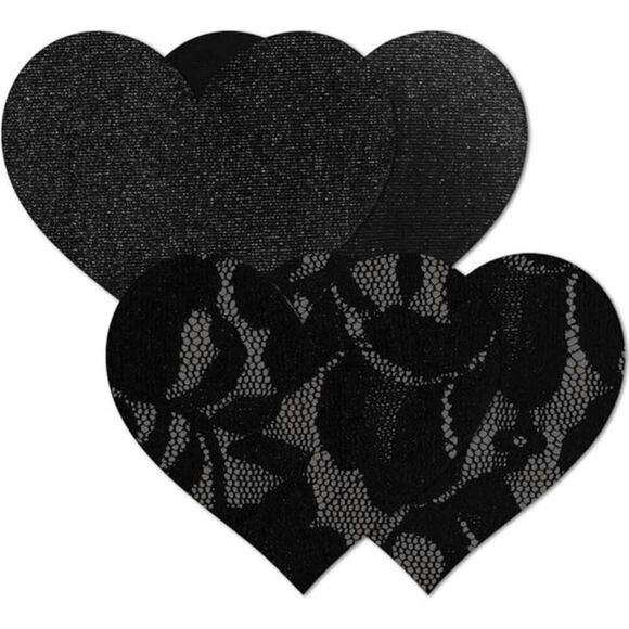 Bristols Six: Nippies® Heart-Shaped Disposable Nipple Cover Set – Satin & Lace - Picture 1 of 9